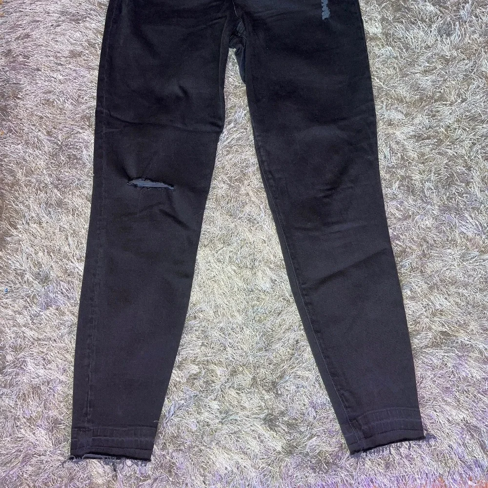SPANX Black Distressed Skinny Pull On Denim Jeans / Pants Size XL - Picture 3 of 8